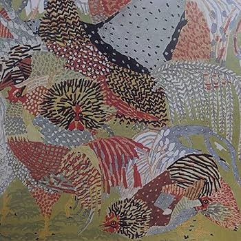 鶏(つまみ絵(正絹) Amazon.co.jp: 山下清「群鶏」1940年（貼絵）（印刷）読売新聞